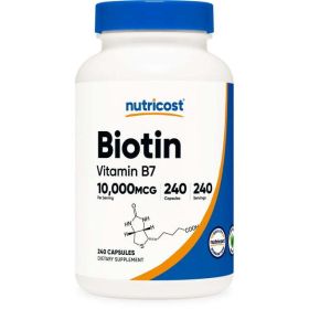 Nutricost Biotin (Vitamin B7) Supplement 10,000mcg (10mg), 240 Capsules